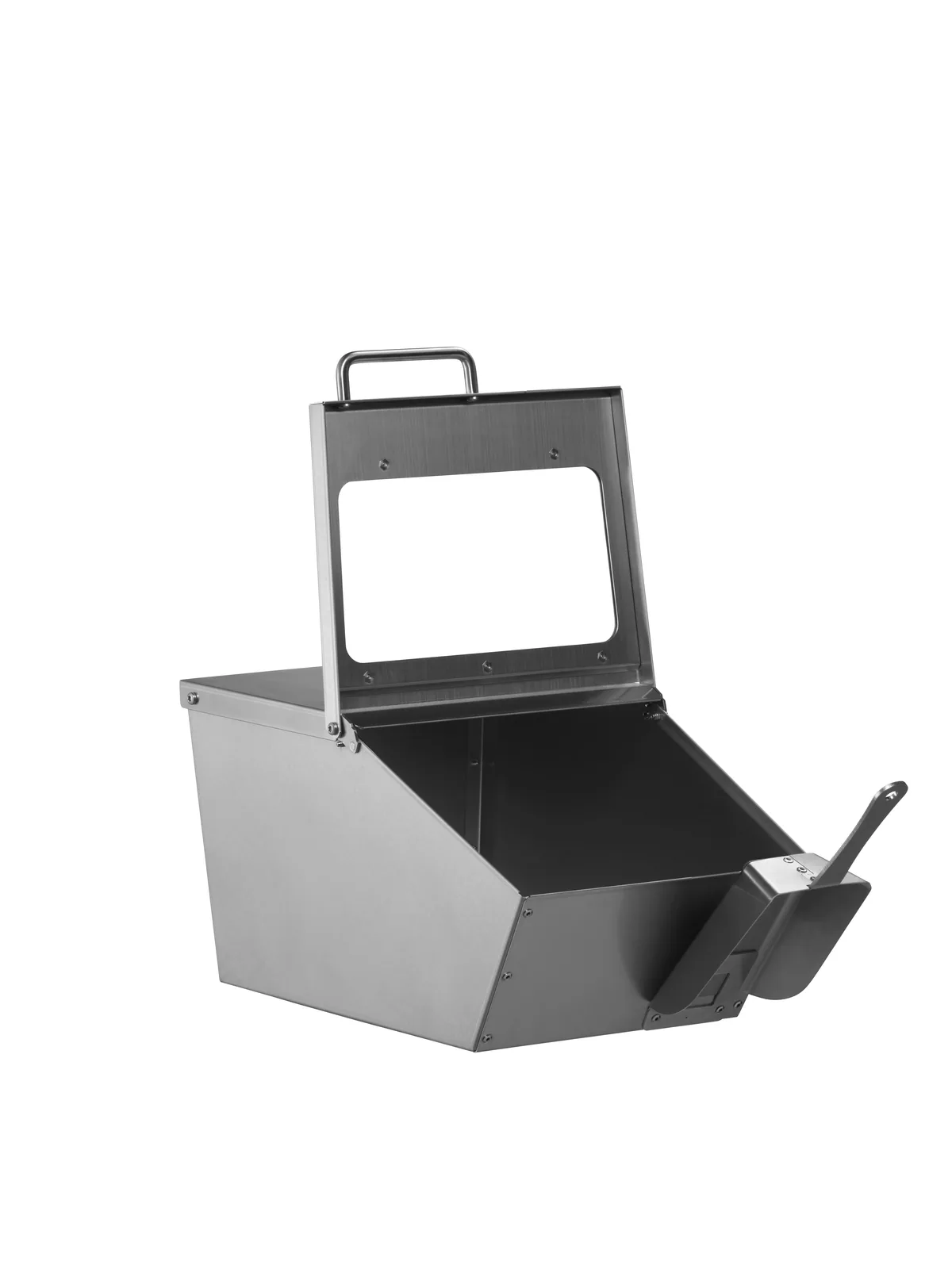 Bac inox vrac ouvert — large accès avant pour le service en libre-service